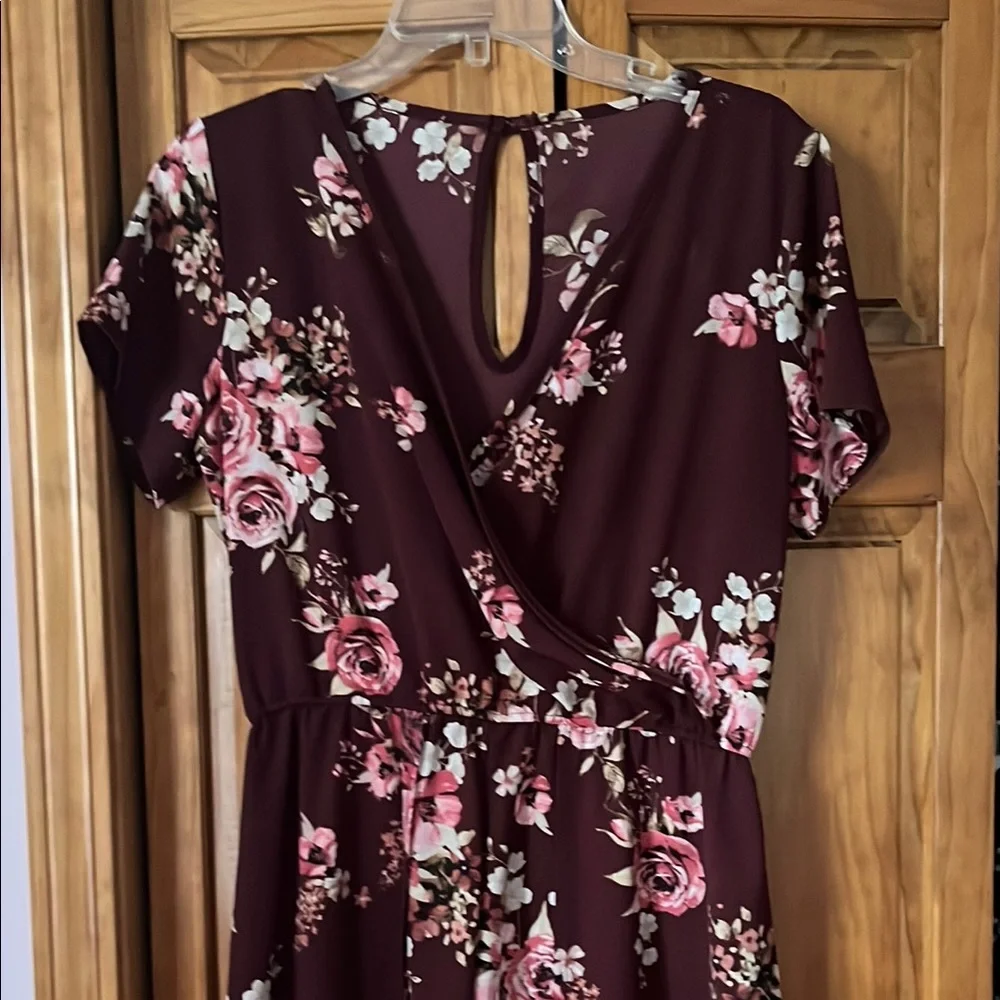 Floral Maxi Romper in Burgundy - Picture 3 of 10